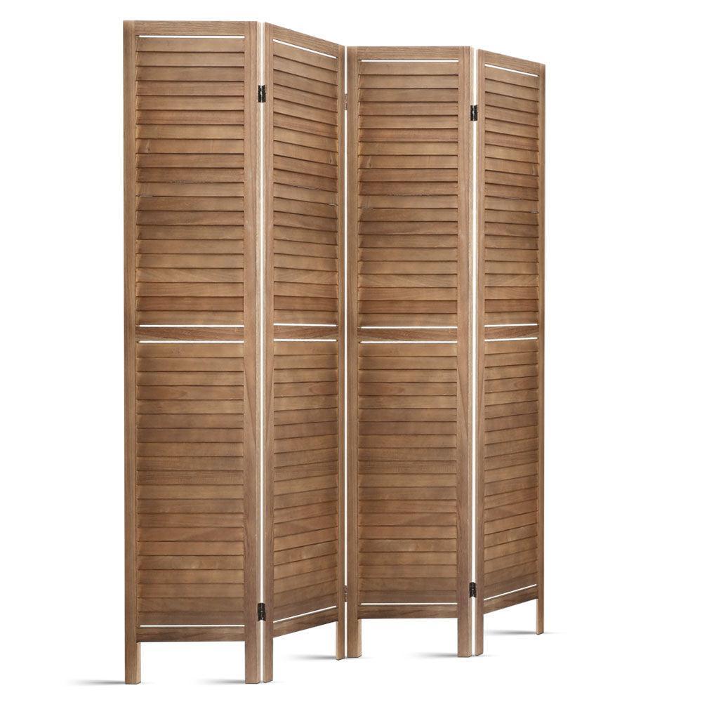 Artiss Room Divider Privacy Screen Foldable Partition Stand 4 Panel Brown - John Cootes