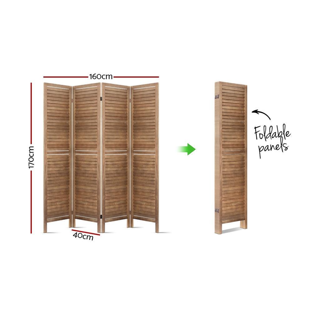 Artiss Room Divider Privacy Screen Foldable Partition Stand 4 Panel Brown - John Cootes