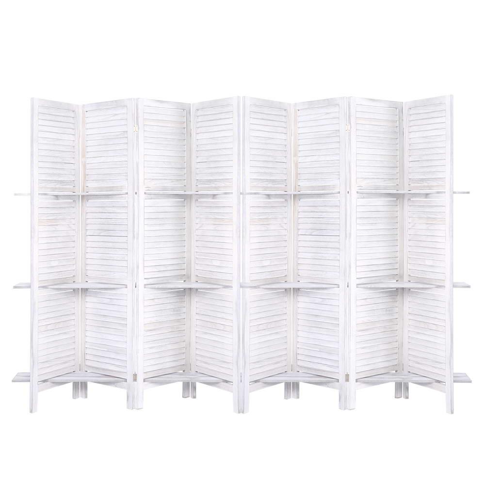 Artiss Room Divider Screen 8 Panel Privacy Foldable Dividers Timber Stand Shelf - John Cootes