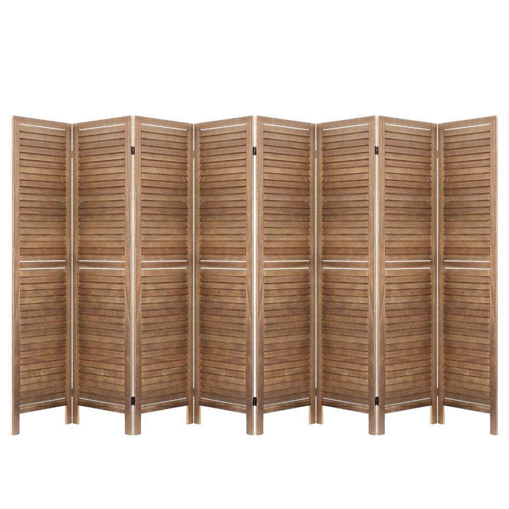 Artiss Room Divider Screen 8 Panel Privacy Wood Dividers Stand Bed Timber Brown - John Cootes