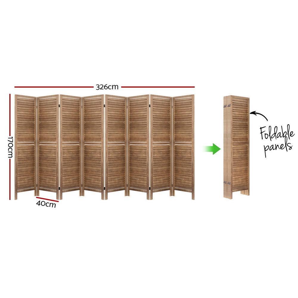 Artiss Room Divider Screen 8 Panel Privacy Wood Dividers Stand Bed Timber Brown - John Cootes