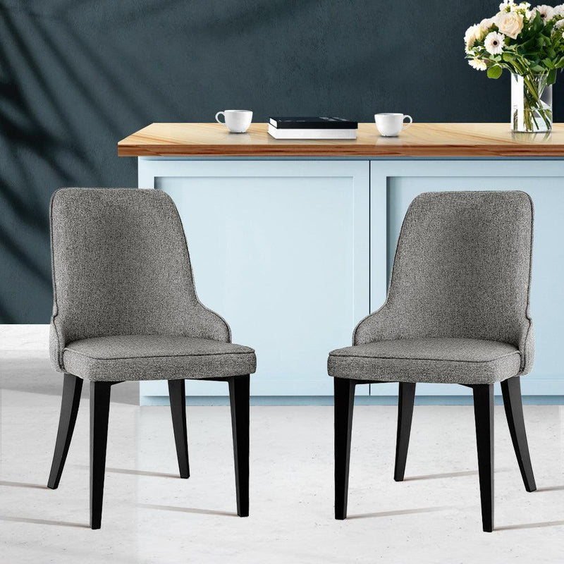 Artiss Set of 2 Fabric Dining Chairs - Grey - John Cootes