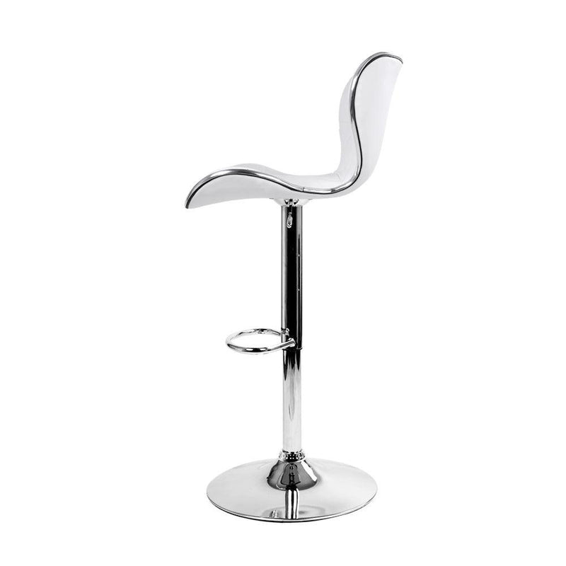 Artiss Set of 2 PU Leather Patterned Bar Stools - White and Chrome - John Cootes
