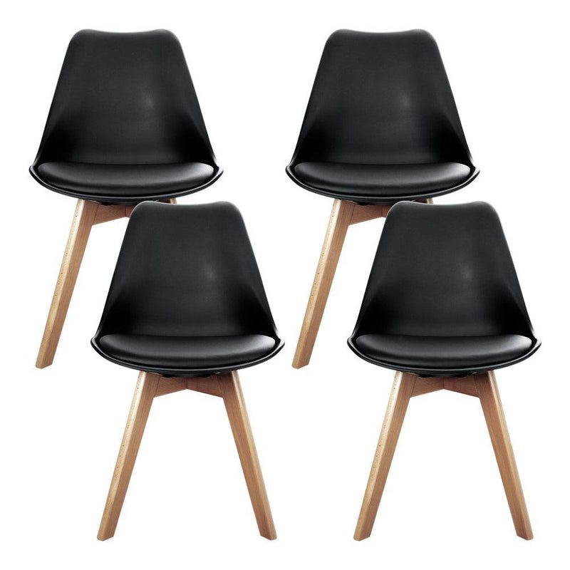 Artiss Set of 4 Padded Dining Chair - Black - John Cootes