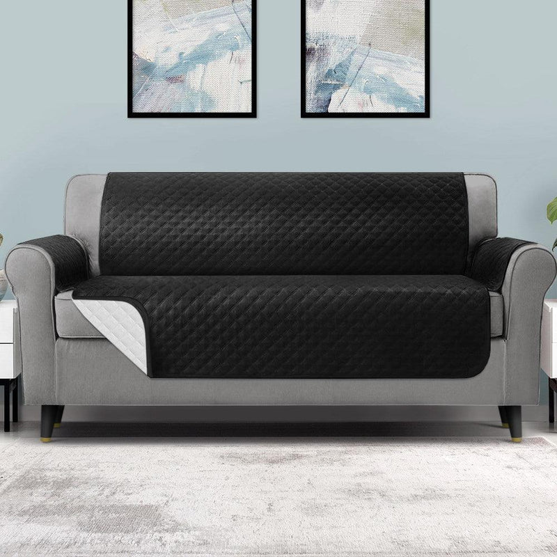 Artiss Sofa Cover Quilted Couch Covers 100% Water Resistant 4 Seater Black - John Cootes
