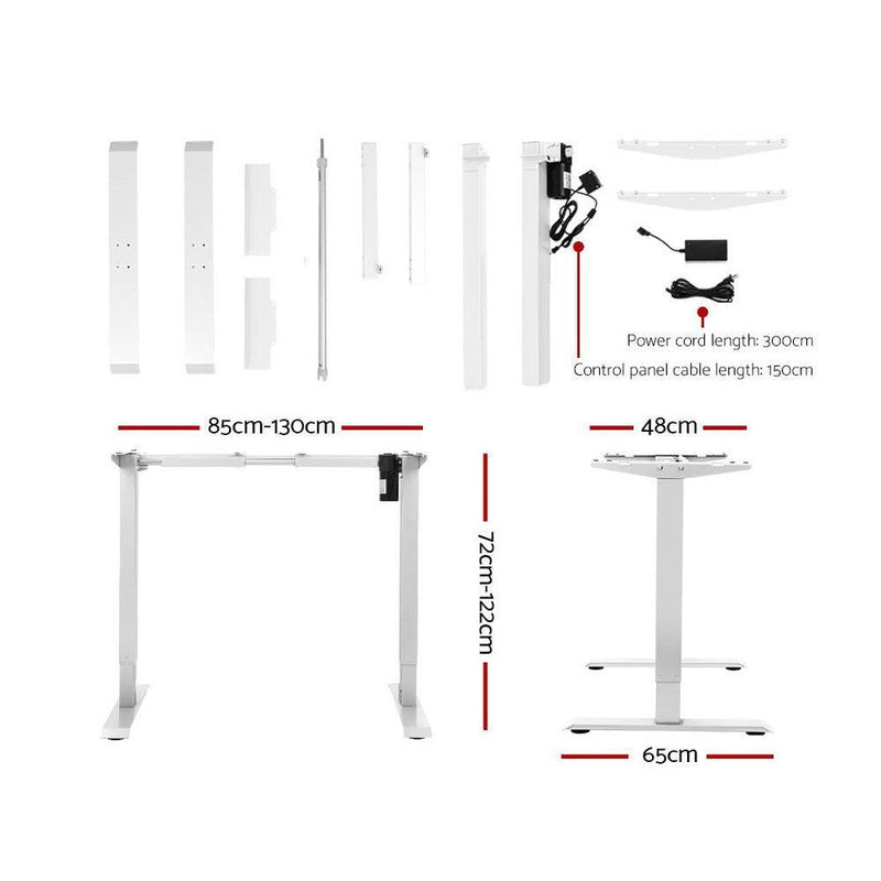 Artiss Standing Desk Sit Stand Table Riser Motorised Height Adjustable Computer Laptop Desks Stand 120cm White - John Cootes