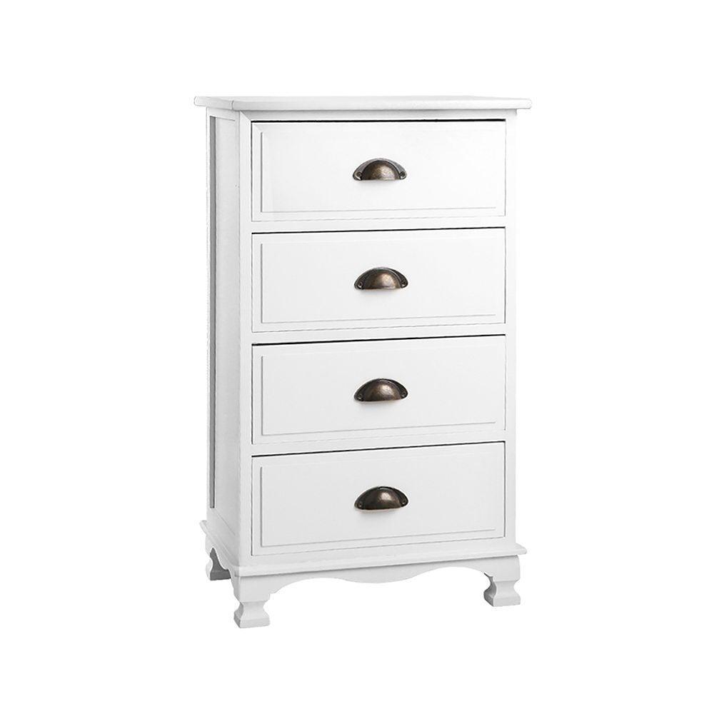 Artiss Vintage Bedside Table Chest 4 Drawers Storage Cabinet Nightstand White - John Cootes