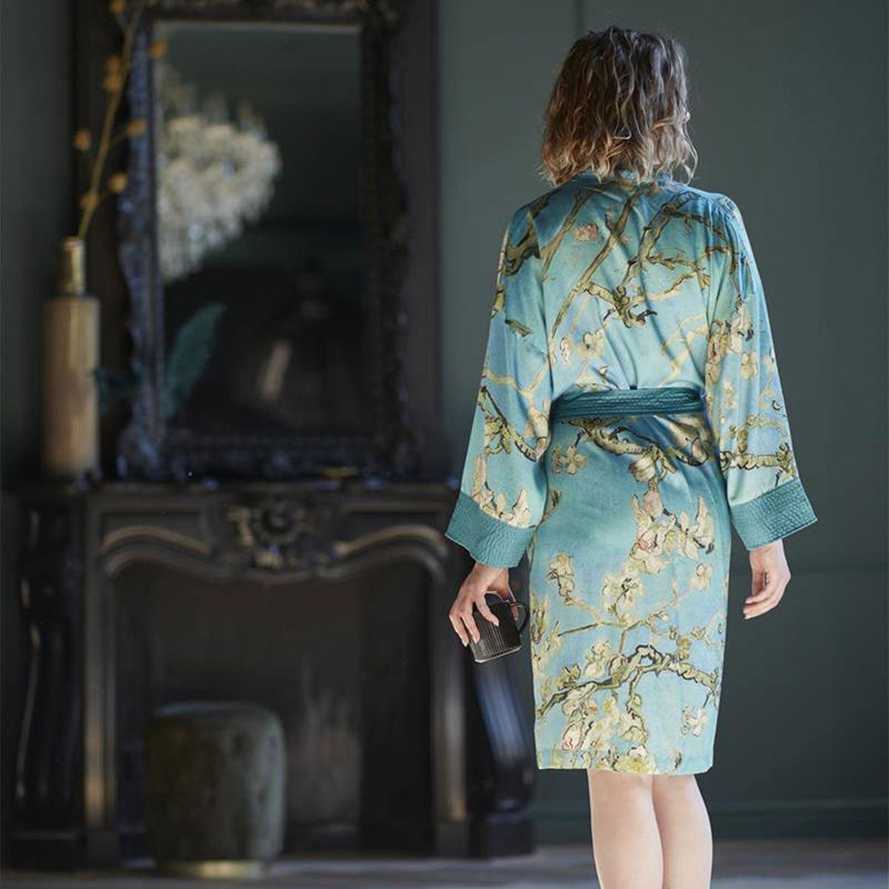 Bedding House Van Gogh Almond Blossom Blue Kimono Bath Robe Large/Extra Large - John Cootes