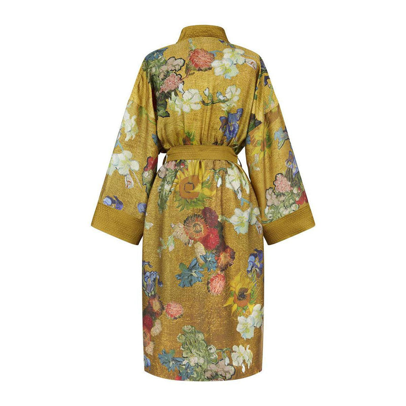 Bedding House Van Gogh Partout des Fleurs Gold Kimono Bath Robe Small/Medium - John Cootes
