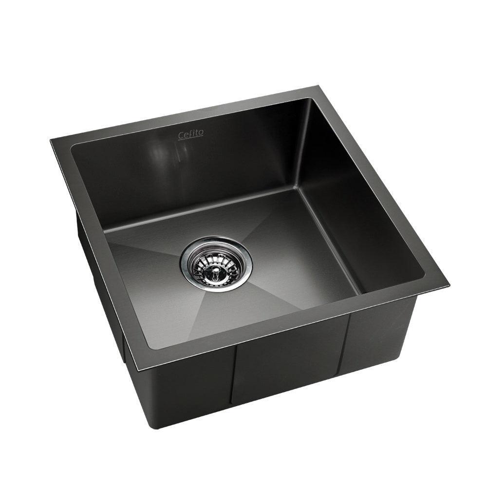 Cefito 51cm x 45cm Stainless Steel Kitchen Sink Under/Top/Flush Mount Black - John Cootes