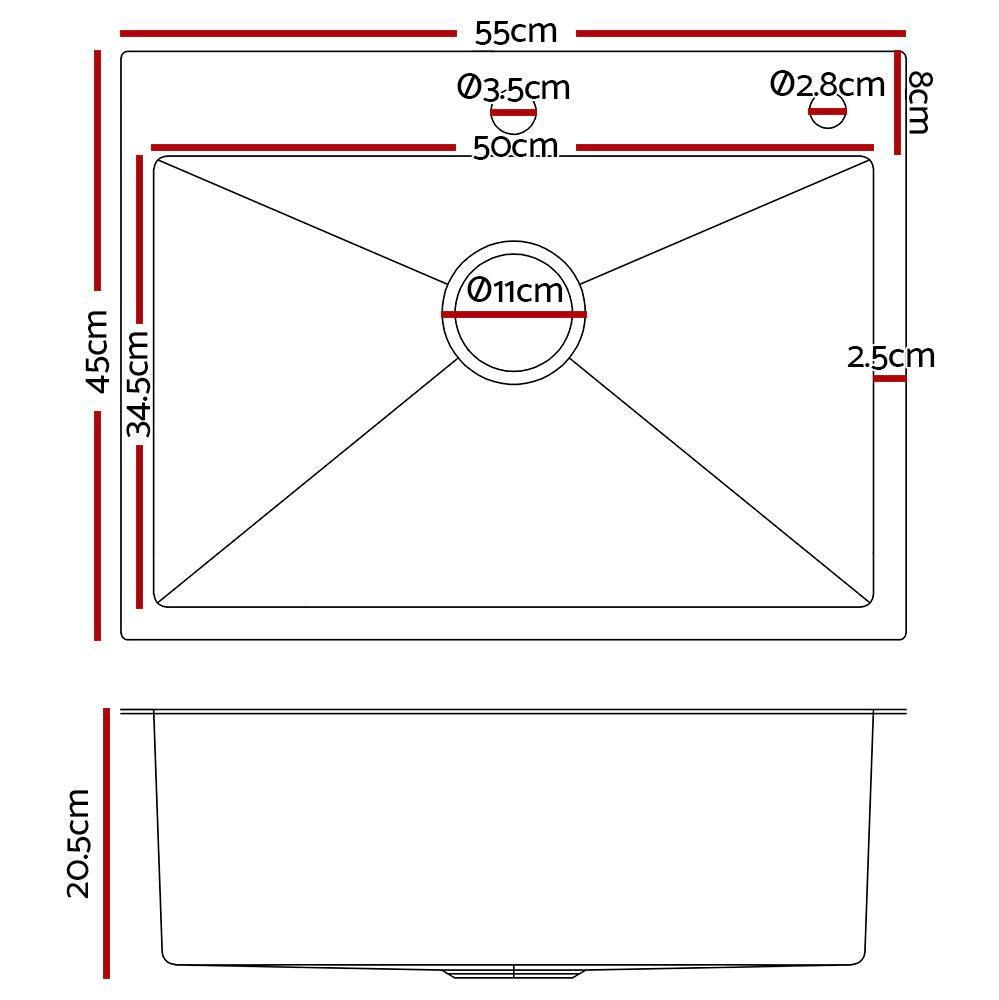 Cefito 55cm x 45cm Stainless Steel Kitchen Sink Flush/Drop-in Mount Silver - John Cootes