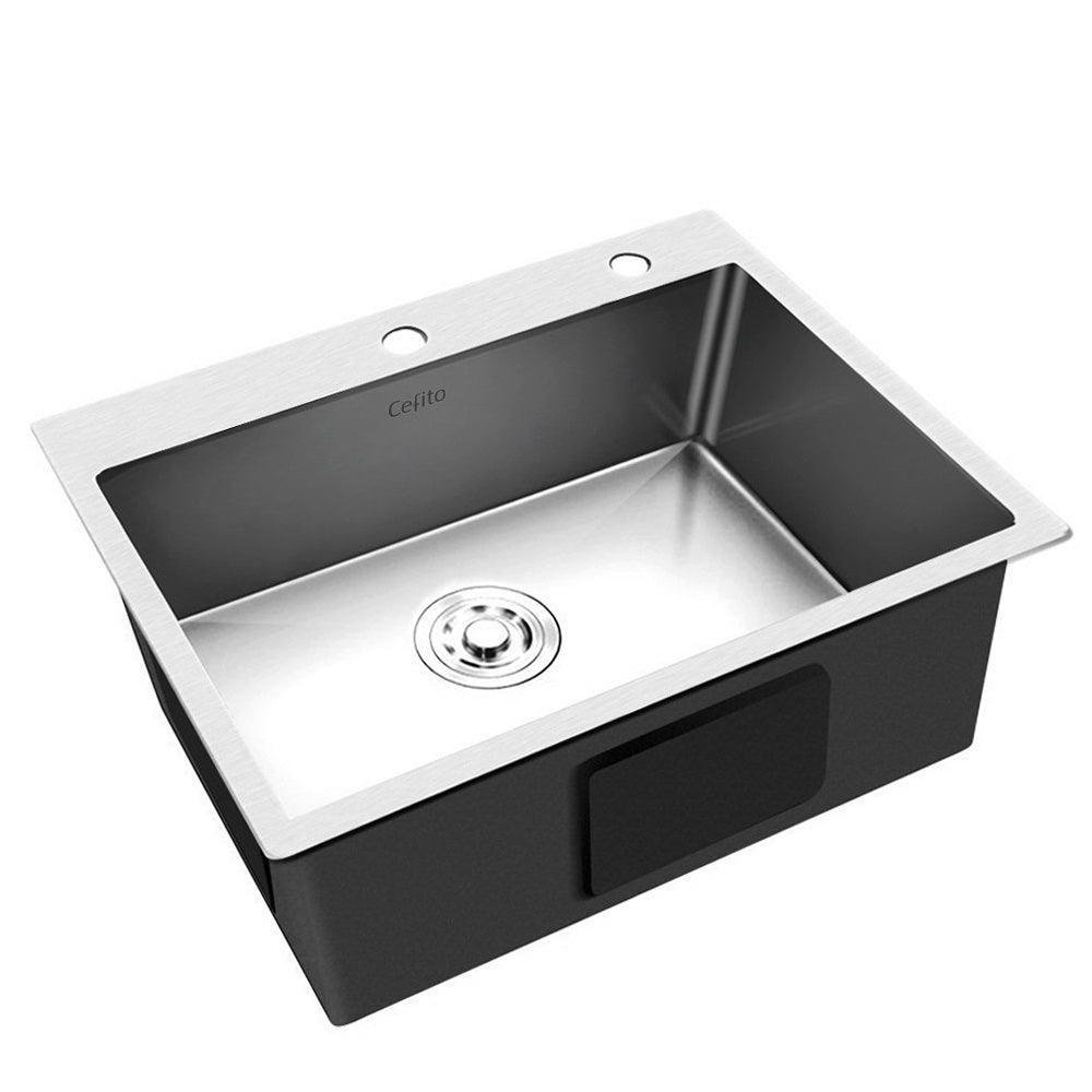 Cefito 60cm x 45cm Stainless Steel Kitchen Sink Flush/Drop-in Mount Silver - John Cootes