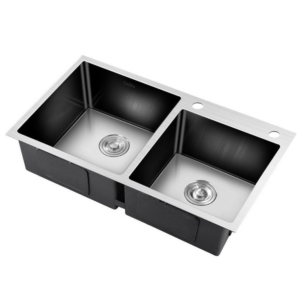 Cefito 80cm x 45cm Stainless Steel Kitchen Sink Flush/Drop-in Mount Silver - John Cootes