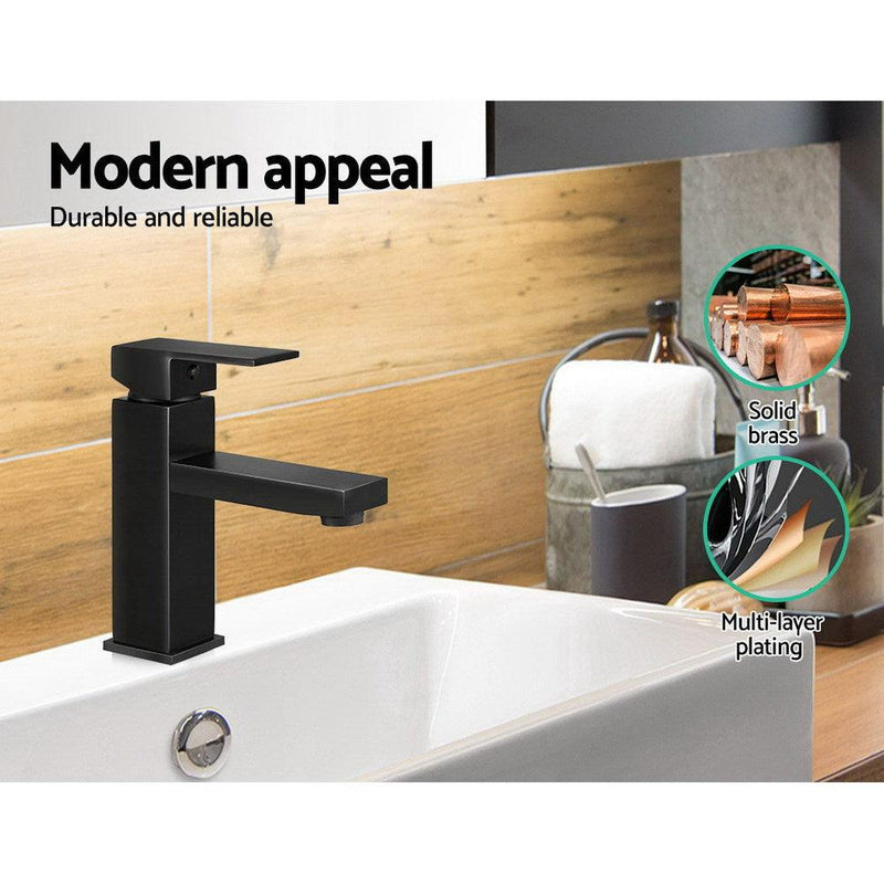 Cefito Basin Mixer Tap Faucet Bathroom Vanity Counter Top WELS Standard Brass Black - John Cootes