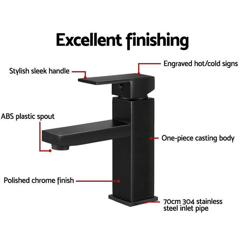 Cefito Basin Mixer Tap Faucet Bathroom Vanity Counter Top WELS Standard Brass Black - John Cootes