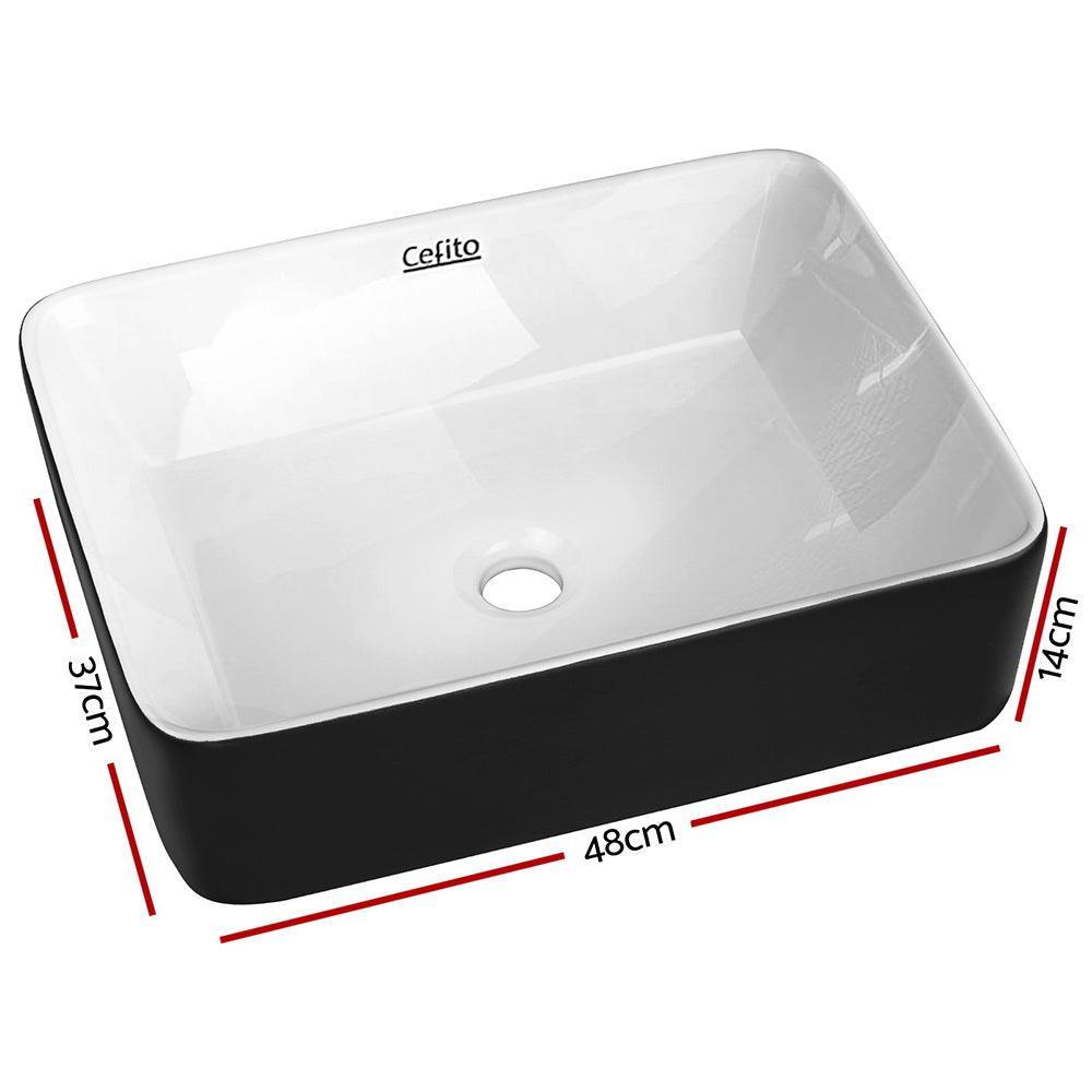 Cefito Ceramic Bathroom Basin Sink Vanity Above Counter Basins Bowl Black White - John Cootes
