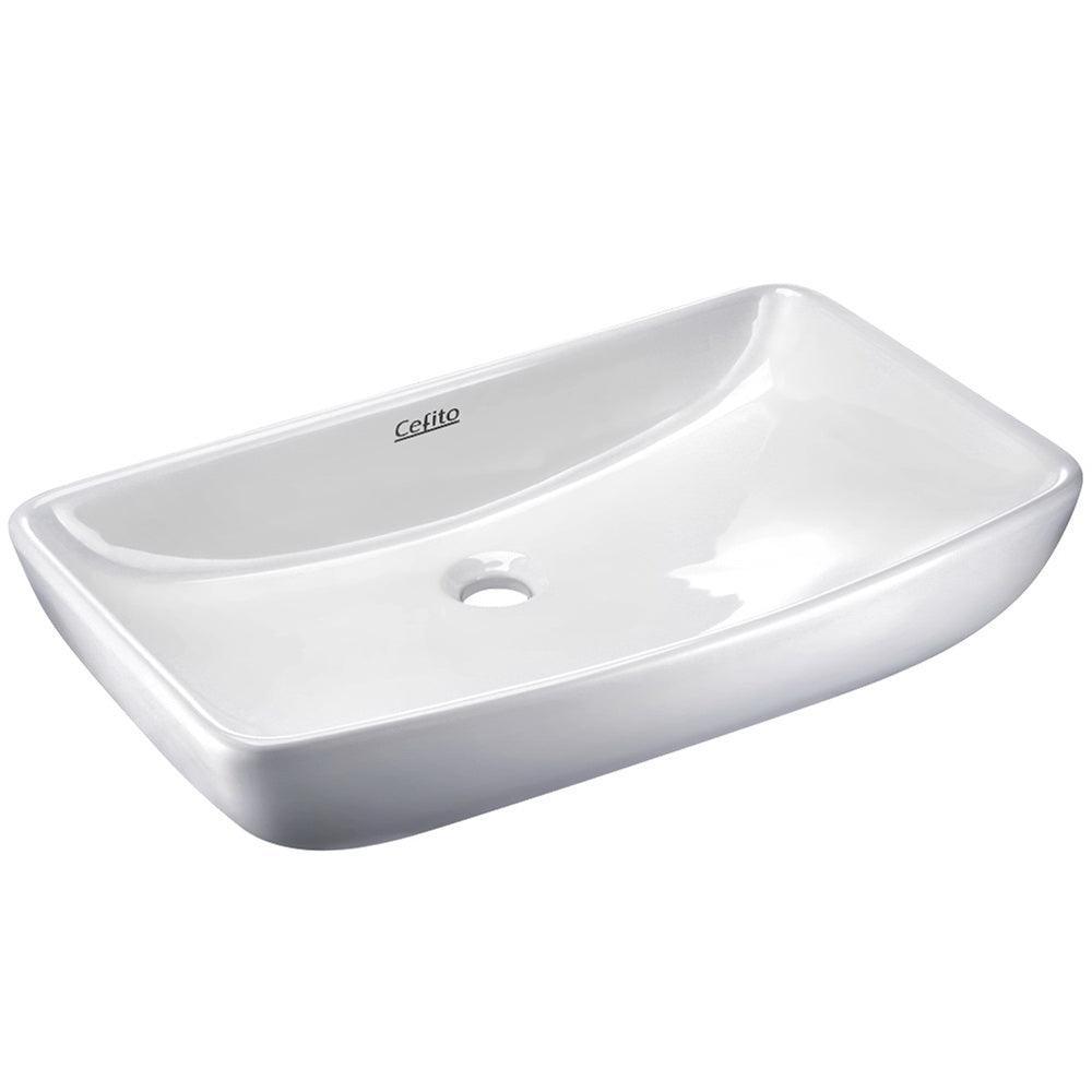 Cefito Ceramic Rectangle Sink Bowl - White - John Cootes