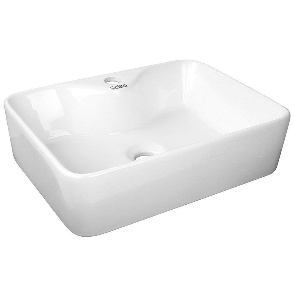 Cefito Ceramic Rectangle Sink Bowl - White - John Cootes