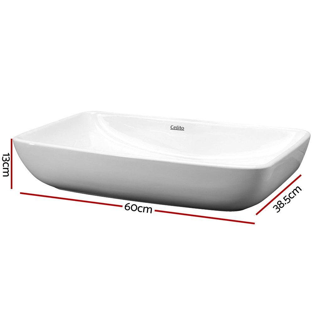 Cefito Ceramic Rectangle Sink Bowl - White - John Cootes