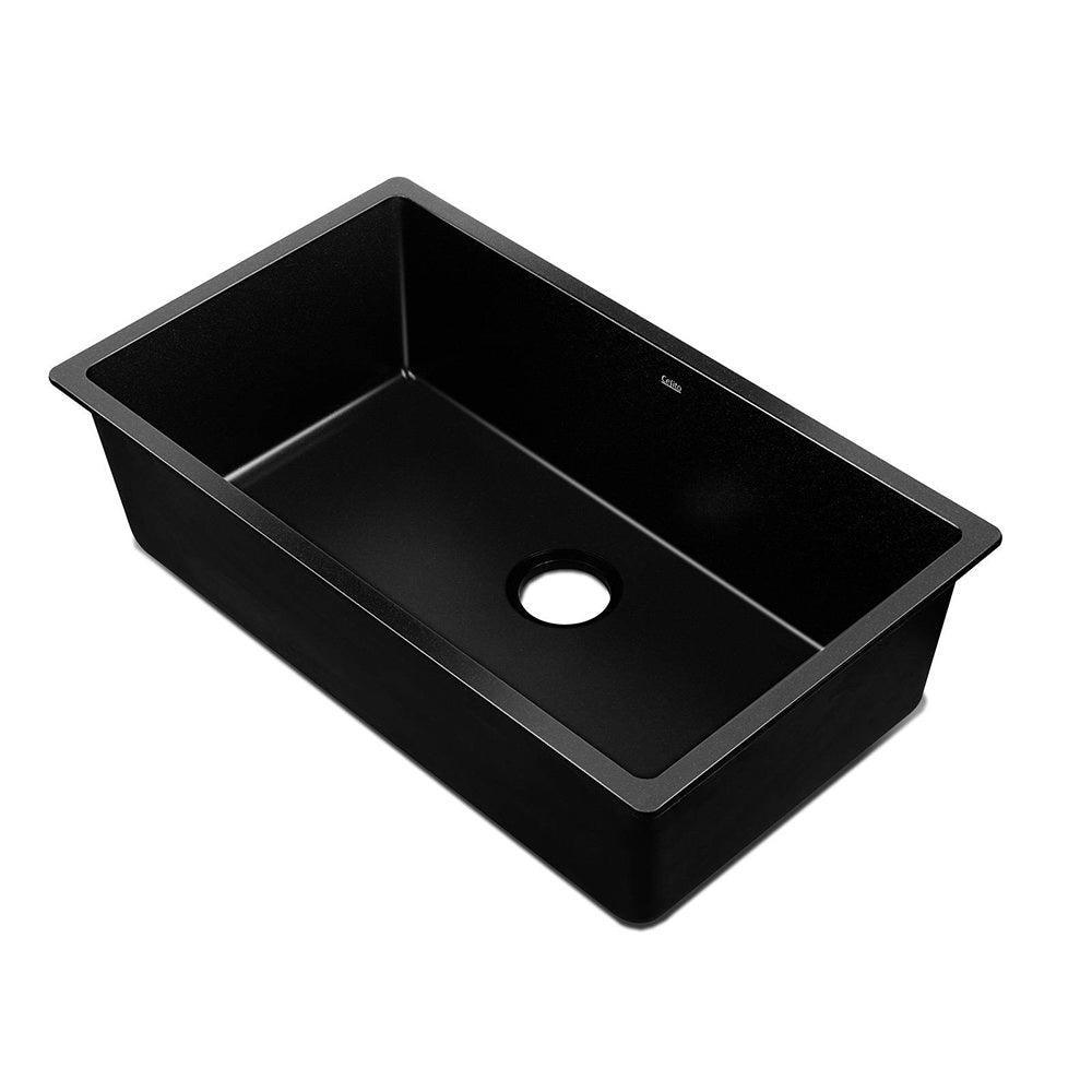 Cefito Stone Kitchen Sink 790X450MM Granite Under/Topmount Basin Bowl Laundry Black - John Cootes