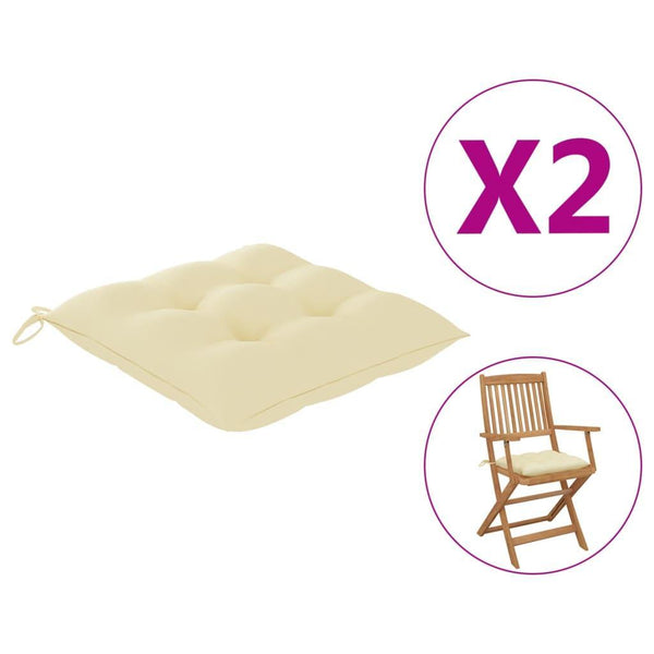 Chair Cushions 2 Pcs Cream White 40x40x7 Cm Fabric - John Cootes