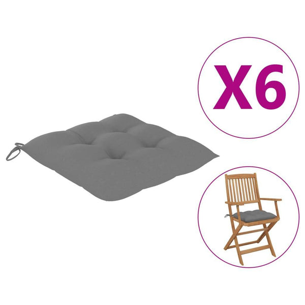 Chair Cushions 6 Pcs Grey 40x40x7 Cm Fabric - John Cootes