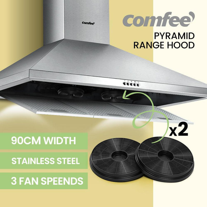 Comfee Rangehood 900mm Stainless Steel Canopy With 2 PCS Filter Replacement Combo - John Cootes