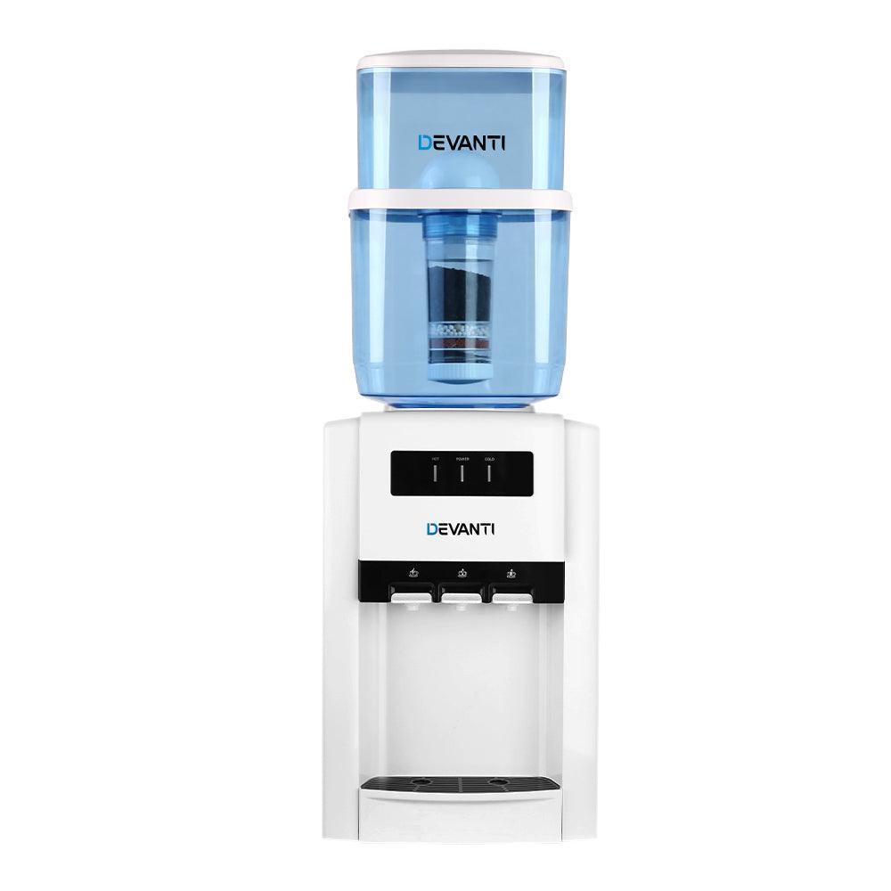 Devanti 22L Bench Top Water Cooler Dispenser Filter Purifier Hot Cold Room Temperature Three Taps - John Cootes