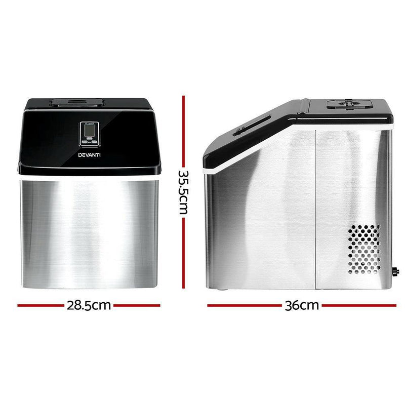 DEVANTi 3.2L Portable Ice Cube Maker Cold Commercial Machine Stainless Steel - John Cootes