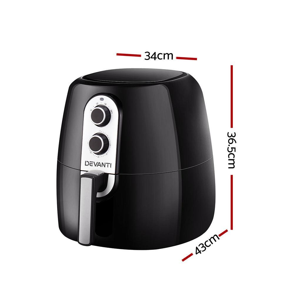 Devanti 7L Oil Free Air Fryer - Black - John Cootes