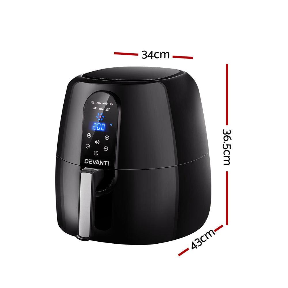 Devanti 7L Oil Free Air Fryer - Black - John Cootes