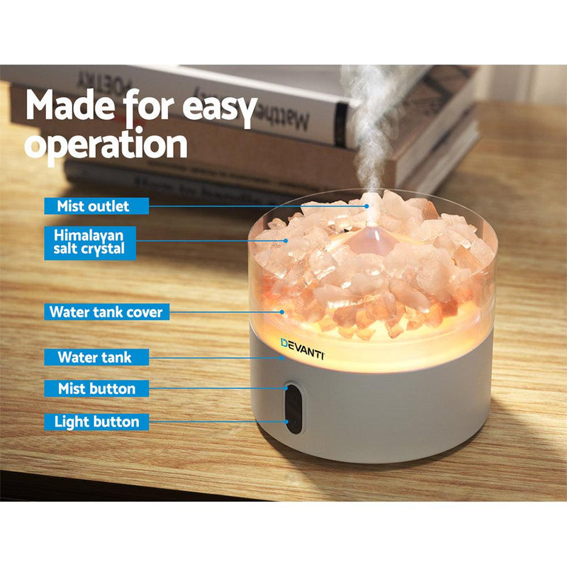 Devanti Aroma Diffuser Aromatherapy Essential Oils Air Humidifier LED Crystal - John Cootes