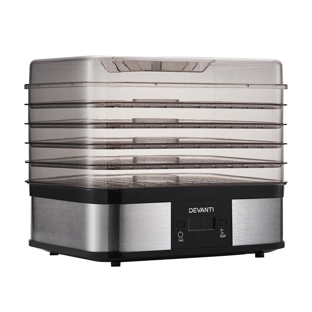 Devanti Food Dehydrator with 5 Trays - Silver - John Cootes