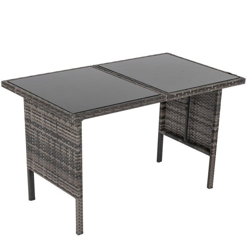 Ella 8-Seater Modular Outdoor Garden Lounge and Dining Set with Table and Stools in Dark Grey Weave - John Cootes