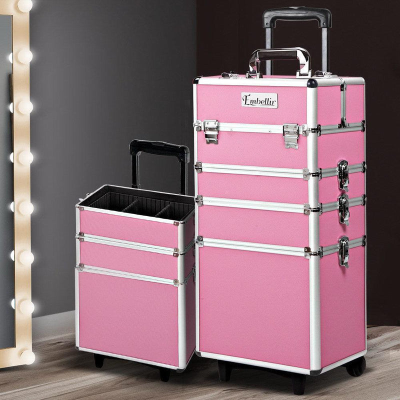 Embellir 7 in 1 Portable Cosmetic Beauty Makeup Trolley - Pink - John Cootes