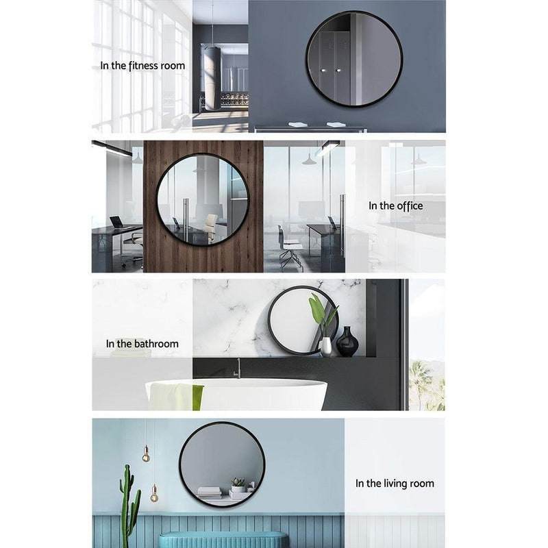 Embellir Round Wall Mirror 70cm Makeup Bathroom Mirror Frameless - John Cootes