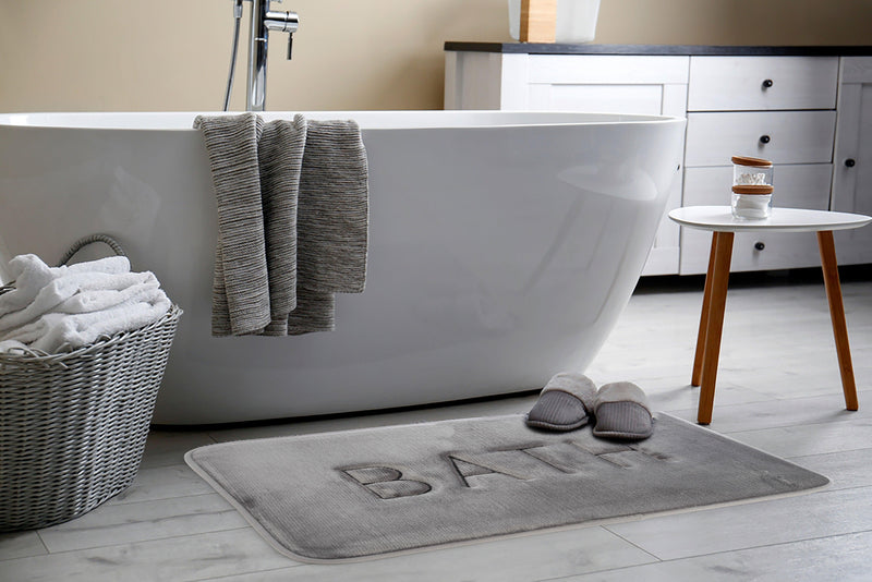 Extra Thick Memory Foam & Super Comfort Bath Rug Mat for Bathroom (60 x 40 cm, Grey) - John Cootes