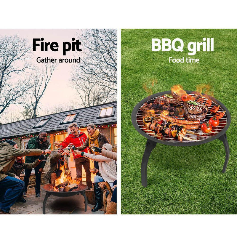 Fire Pit BBQ Charcoal Smoker Portable Outdoor Camping Pits Patio Fireplace 22'' - John Cootes