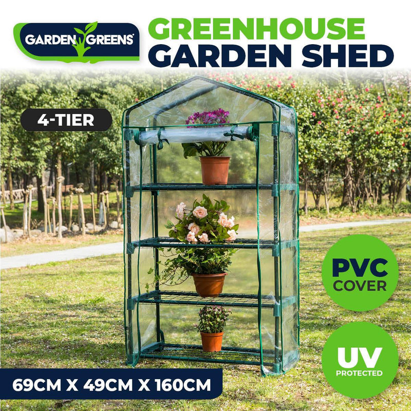 Garden Greens Greenhouse Shed 4 Tier UV Protected Cover Sturdy Structure 1.6m - John Cootes