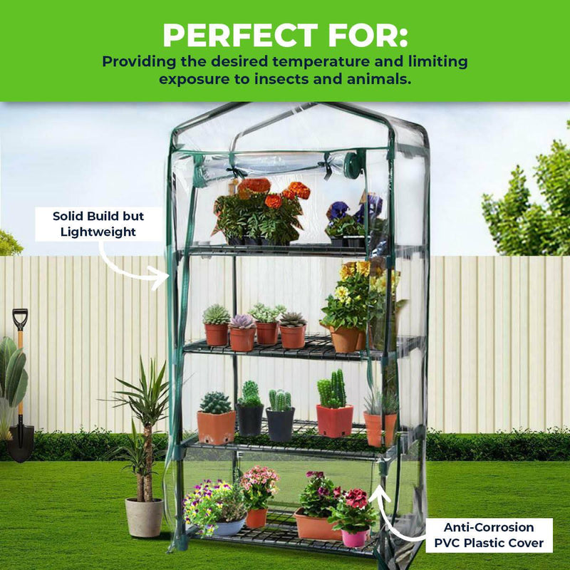 Garden Greens Greenhouse Shed 4 Tier UV Protected Cover Sturdy Structure 1.6m - John Cootes