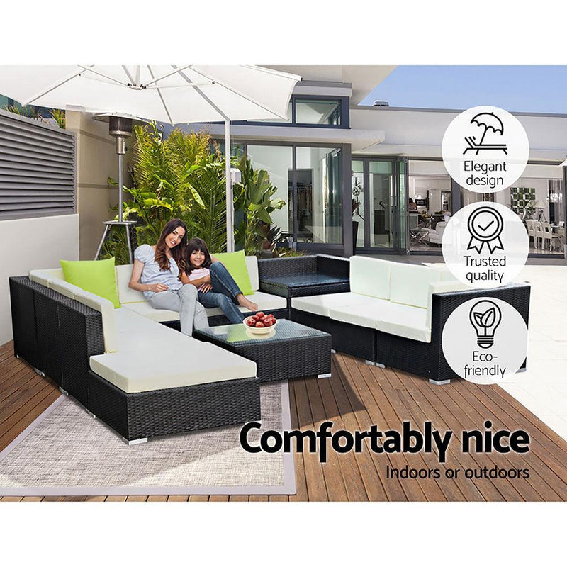 Gardeon 11PC Sofa Set with Storage Cover Outdoor Furniture Wicker - John Cootes