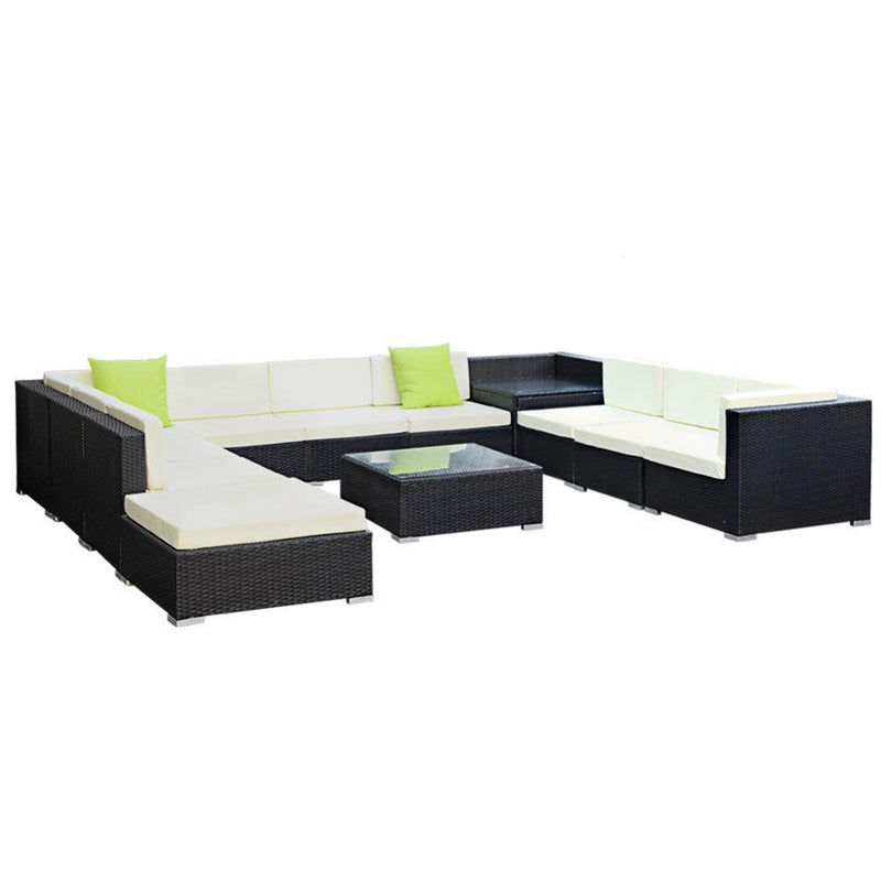Gardeon 12PC Sofa Set with Storage Cover Outdoor Furniture Wicker - John Cootes