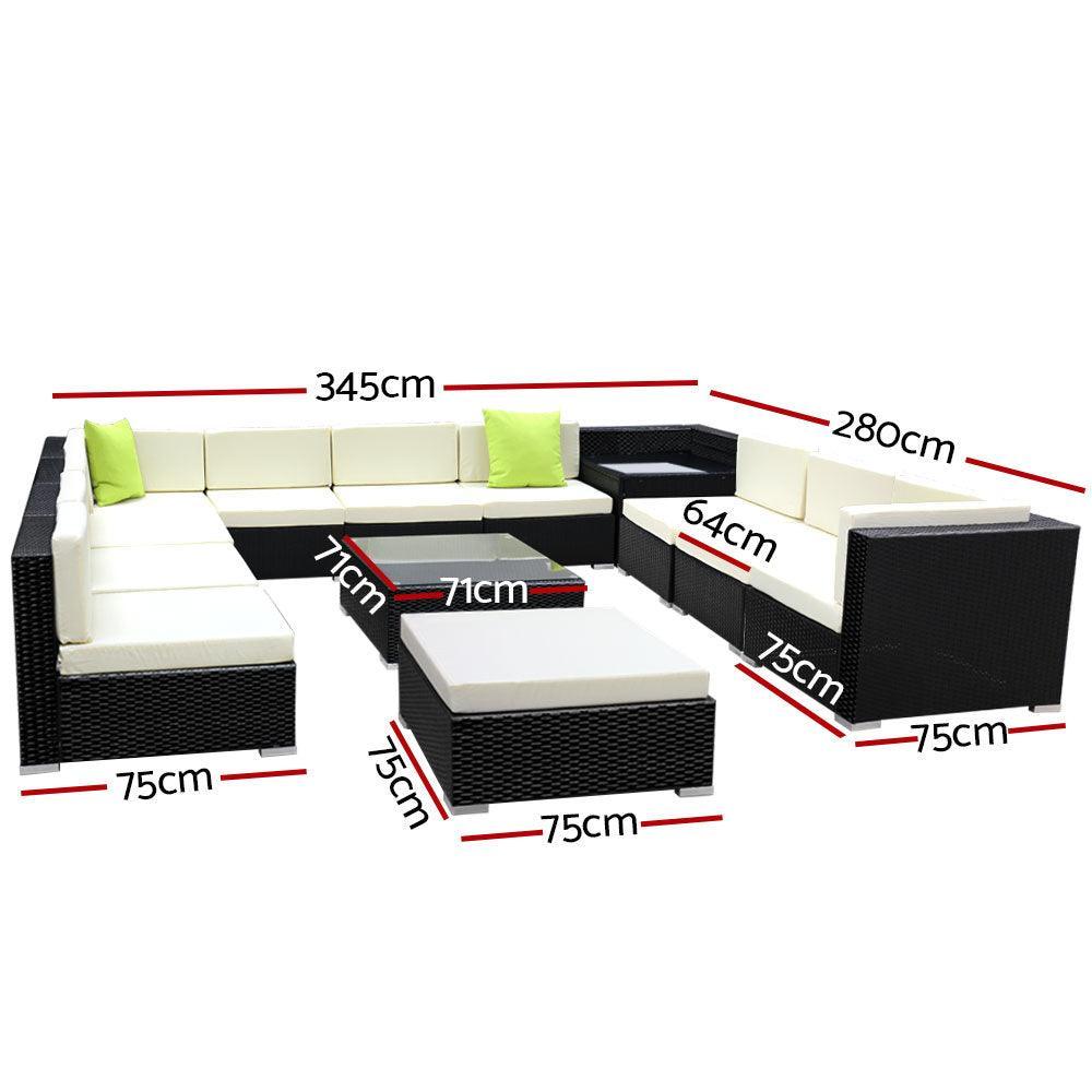 Gardeon 13PC Sofa Set with Storage Cover Outdoor Furniture Wicker - John Cootes