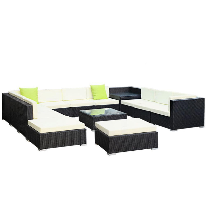 Gardeon 13PC Sofa Set with Storage Cover Outdoor Furniture Wicker - John Cootes