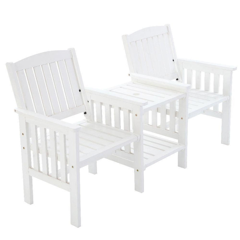 Gardeon Garden Bench Chair Table Loveseat Wooden Outdoor Furniture Patio Park White - John Cootes