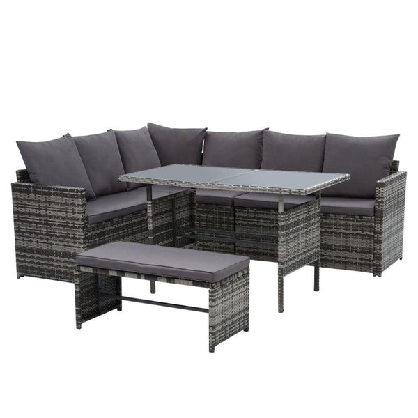 Gardeon Outdoor Furniture Dining Setting Sofa Set Lounge Wicker 8 Seater Mixed Grey - John Cootes