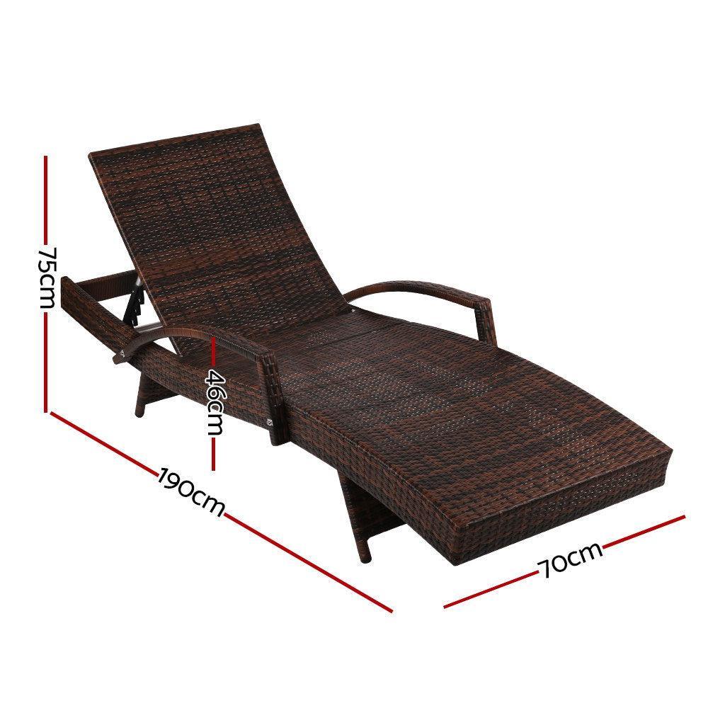 Gardeon Outdoor Sun Lounge - Brown - John Cootes