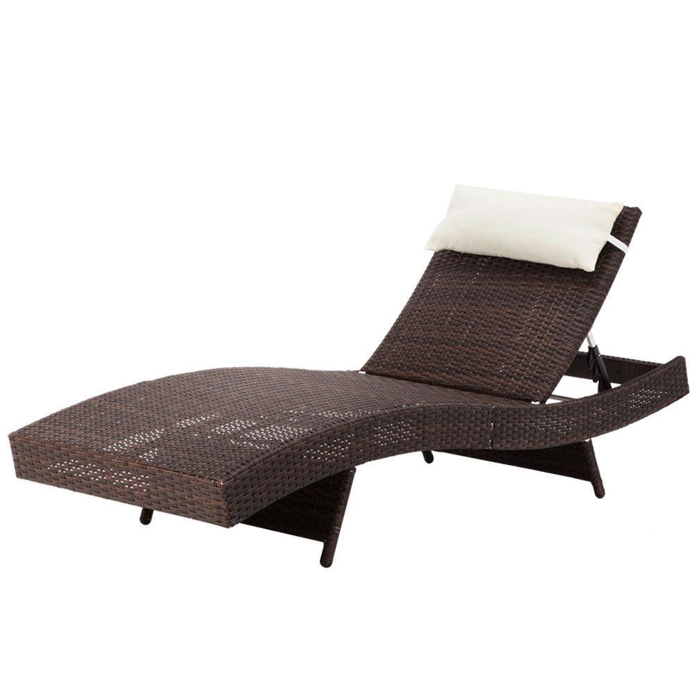 Gardeon Outdoor Wicker Sun Lounge - Brown - John Cootes