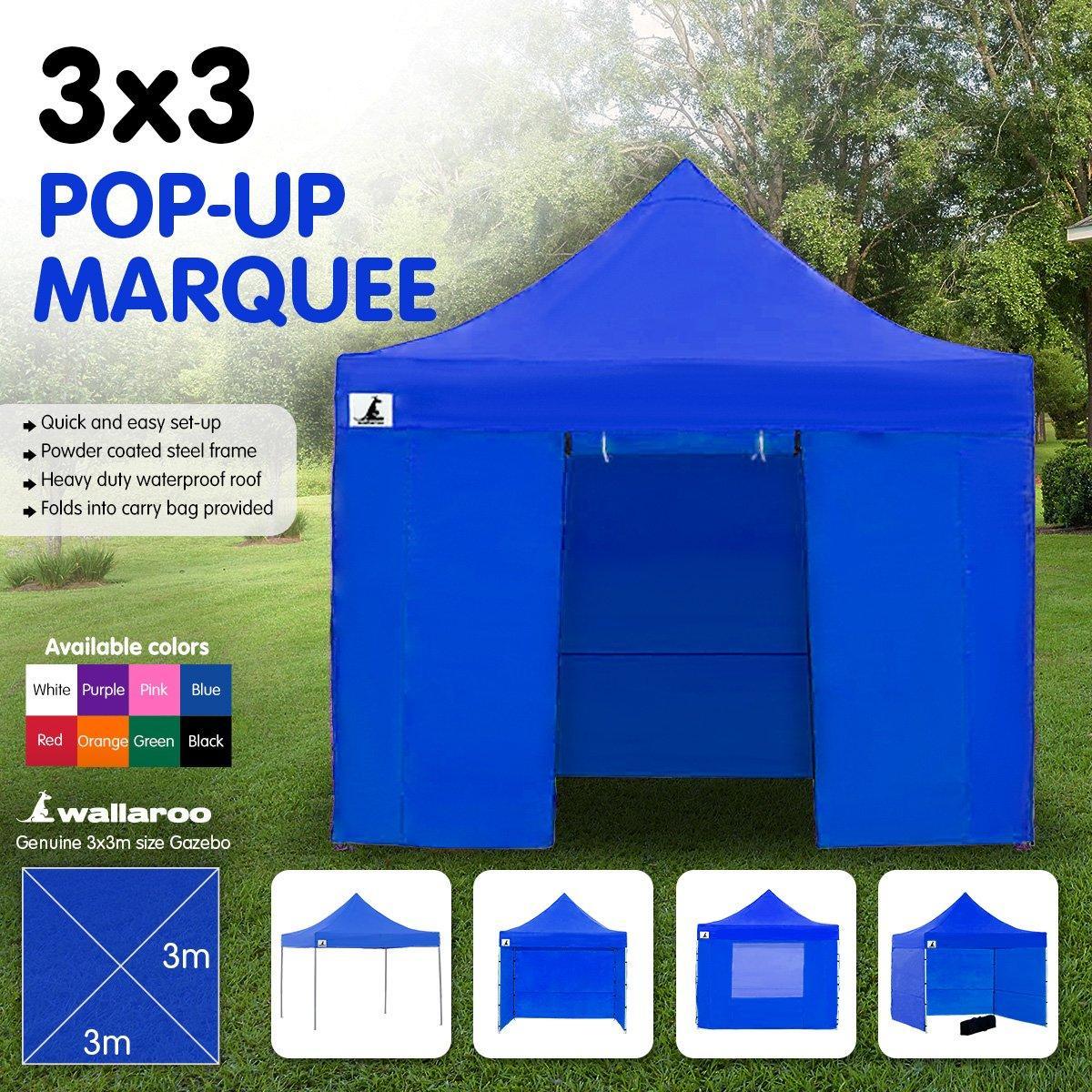 Gazebo Tent Marquee 3x3 PopUp Outdoor Wallaroo - Blue - John Cootes