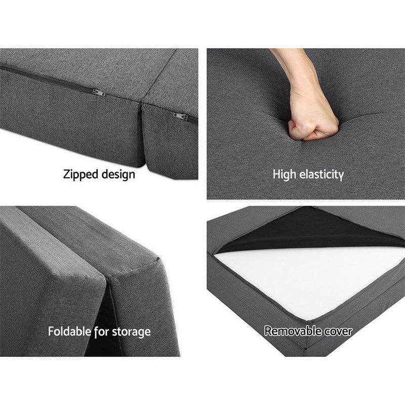 Giselle Bedding Double Size Folding Foam Mattress Portable Bed Mat Dark Grey - John Cootes